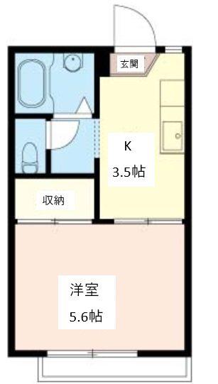 第1カーサ尾崎(1K/1階)の間取り写真