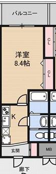 LUXE新大阪南(1K/4階)の間取り写真