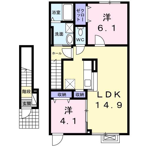 エス・キャメロン(2LDK/2階)の間取り写真