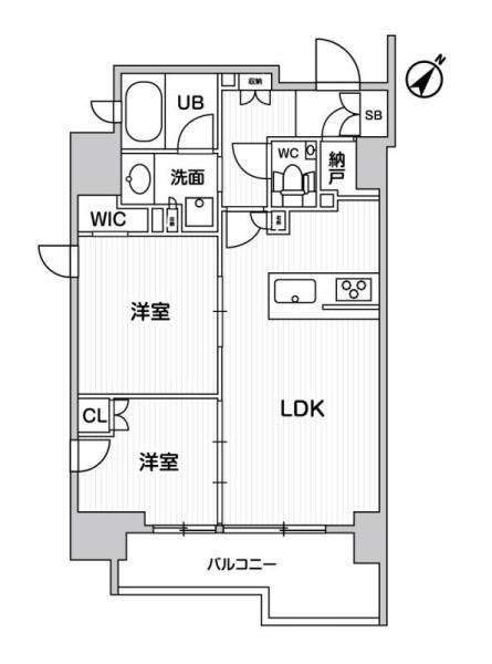 ディームス大井町(2LDK/5階)の間取り写真