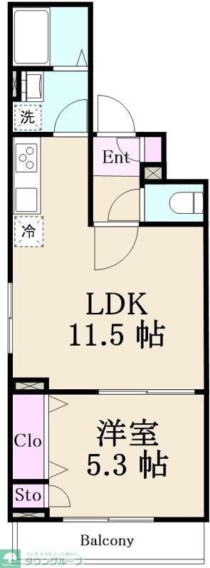 K-FLAT(1LDK/2階)の間取り写真