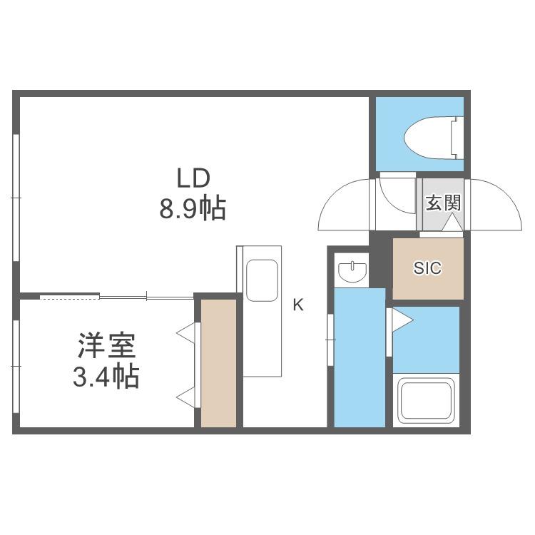 ライトベルー南9条ー(1LDK/4階)の間取り写真