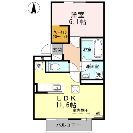 メゾン榎田(1LDK/1階)の間取り写真