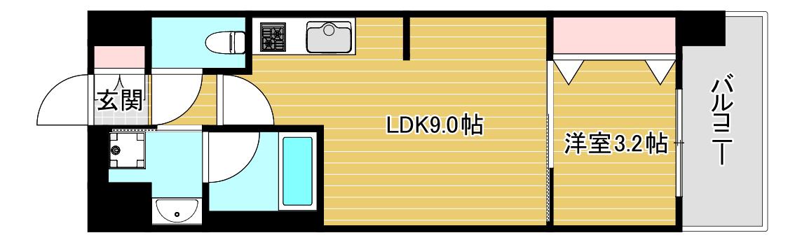 スプランディッド弁天町(1LDK/5階)の間取り写真