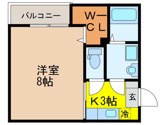 リブレア久留米駅前A棟(1K/2階)の間取り写真