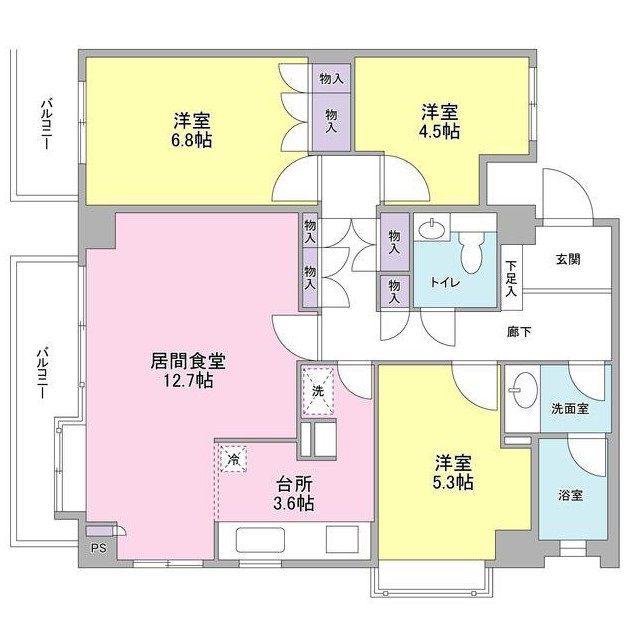 京西上目黒ガーデン(3LDK/3階)の間取り写真
