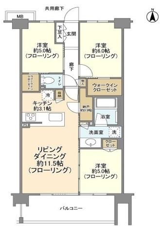 シティテラス荻窪エアーズコート(3LDK/4階)の間取り写真