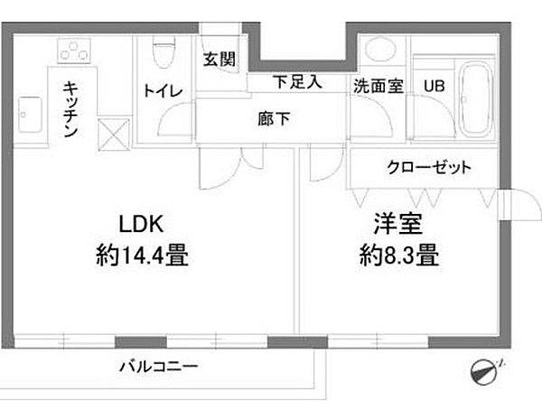 カスタリア西麻布霞町(1LDK/1階)の間取り写真