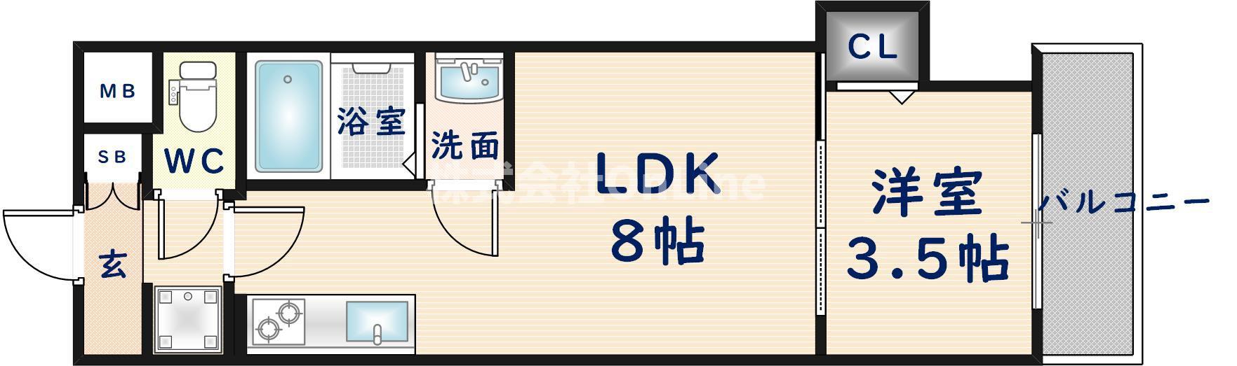 MV.MS大阪新加美(1LDK/9階)の間取り写真
