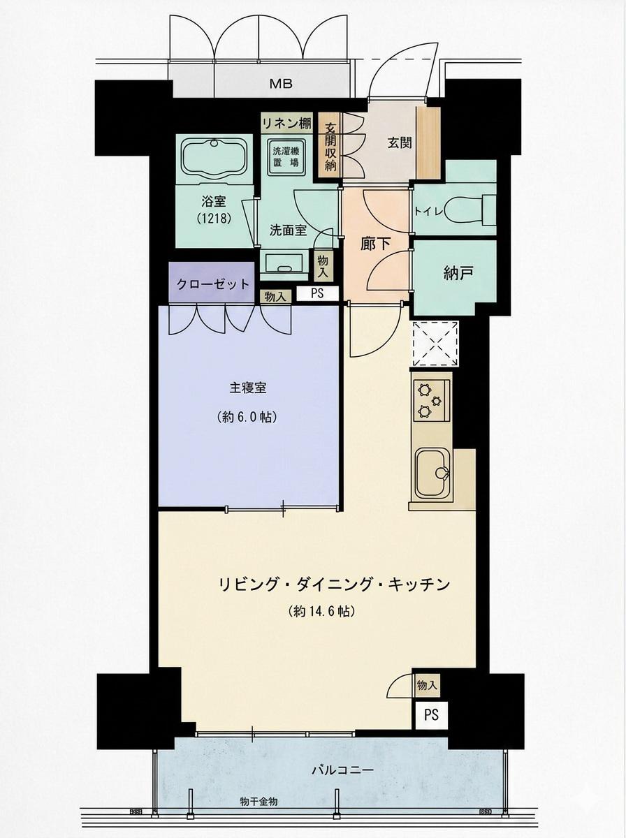 グランクロスタワー広島(1LDK/6階)の間取り写真