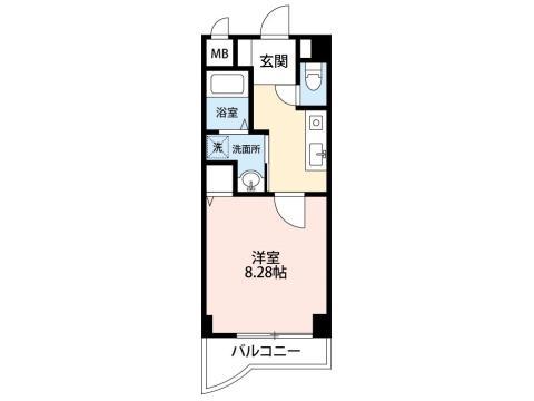 ハートヒルズ矢作(1K/6階)の間取り写真