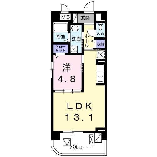 ヴァンクール(1LDK/1階)の間取り写真