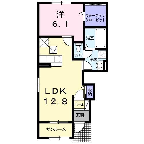 メゾンフクールI(1LDK/1階)の間取り写真