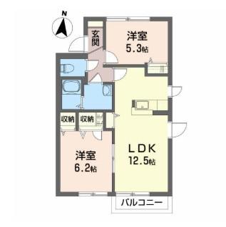 エスペランサC(2LDK/2階)の間取り写真