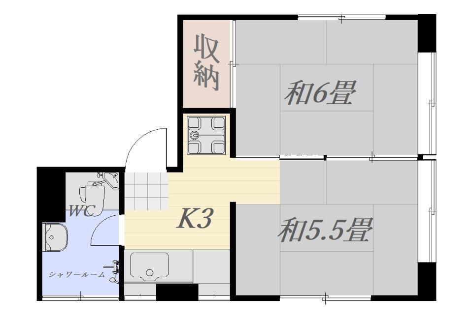 石塚ビル(2K/2階)の間取り写真