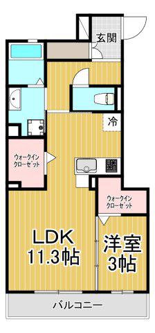 アイリス(1LDK/1階)の間取り写真