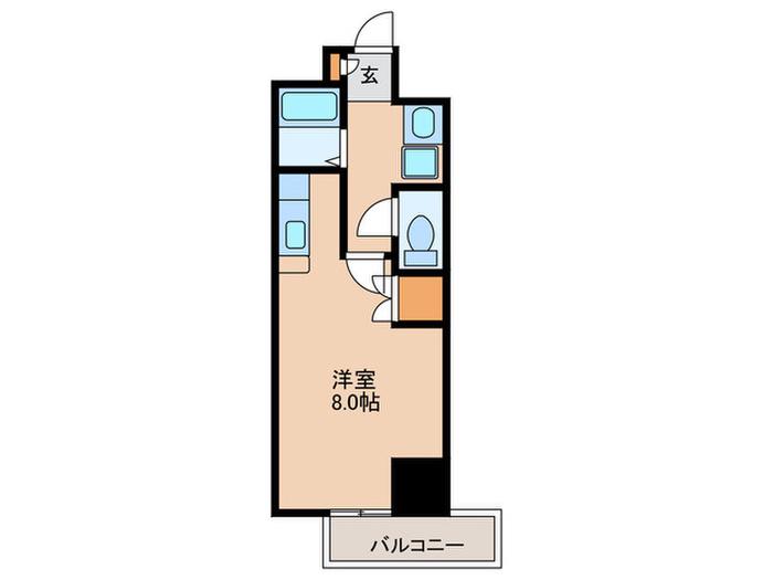 ロイヤルシティ新上橋(ワンルーム/2階)の間取り写真