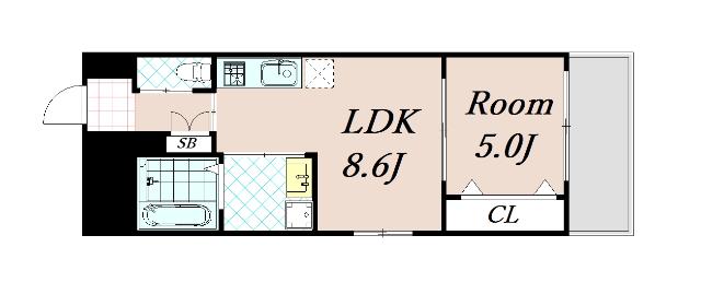 LEI梅小路(1LDK/3階)の間取り写真