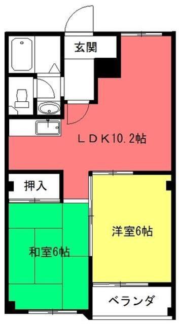 ハイツアップル(2LDK/2階)の間取り写真