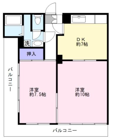 メゾンイシダ(2DK/3階)の間取り写真