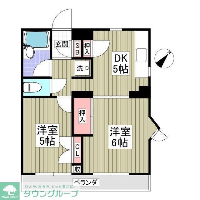 ファミール常盤平(2DK/2階)の間取り写真
