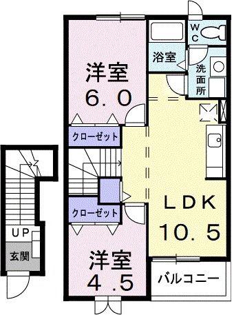 SKアパートメントA(2LDK/2階)の間取り写真