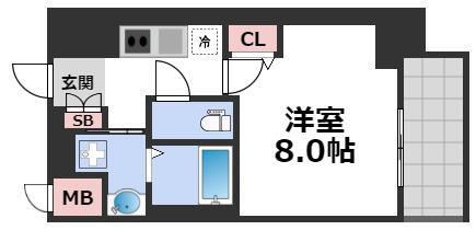 LUMINOUS天王寺舟橋(1K/6階)の間取り写真
