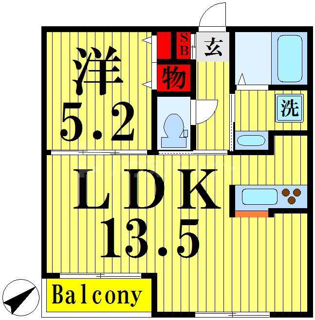 ラシーネ扇アイリス(1LDK/3階)の間取り写真