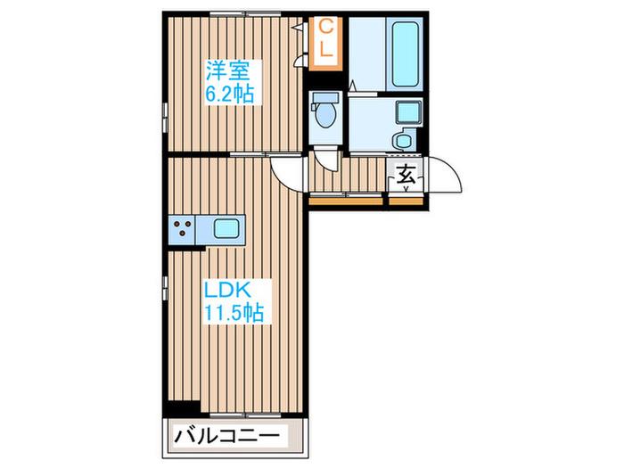 D-ROOM新中道(1LDK/3階)の間取り写真