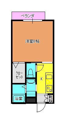 ウェルビラ前町(1K/2階)の間取り写真
