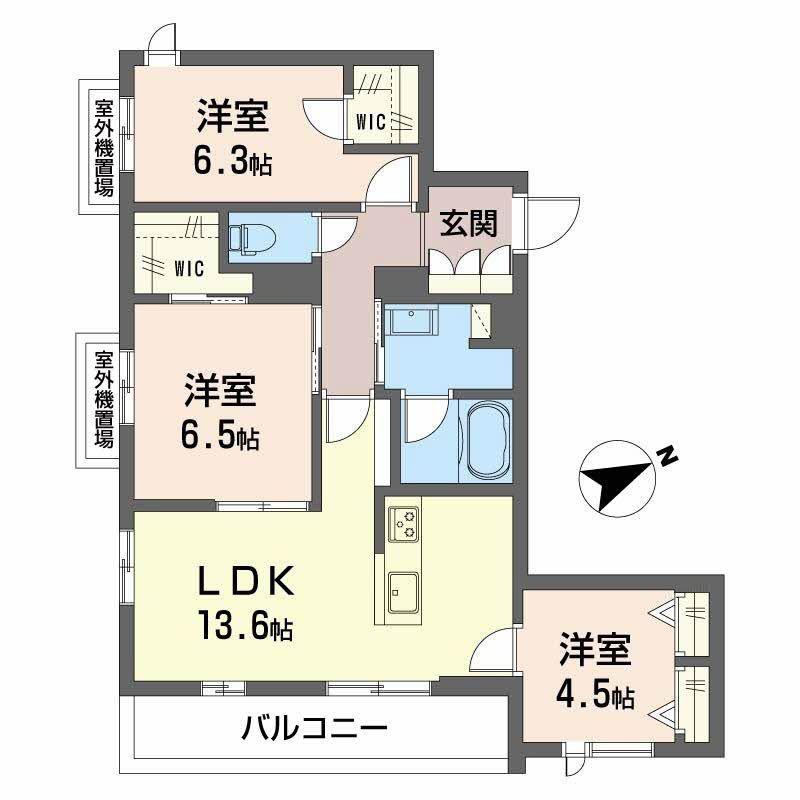 プレシア浜寺(3LDK/3階)の間取り写真