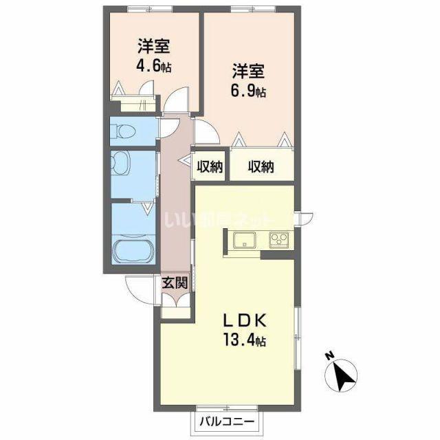 シャーメゾン コリーヌ(2LDK/2階)の間取り写真