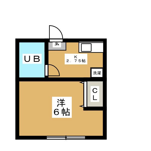 沼袋テラス(1K/2階)の間取り写真