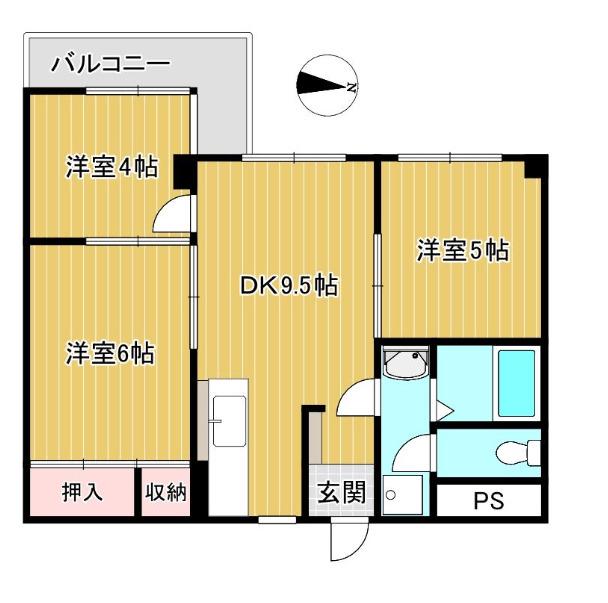 グリーンビュー(3DK/2階)の間取り写真