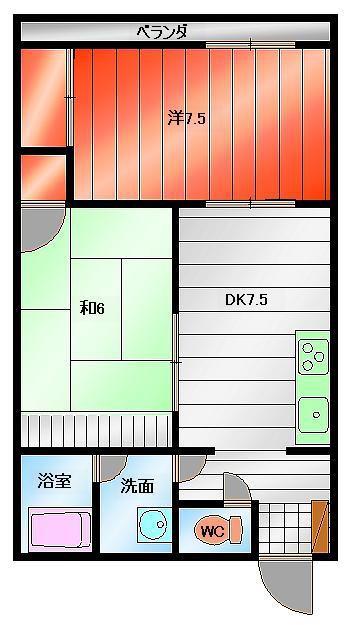 サザンポート京町(2DK/3階)の間取り写真