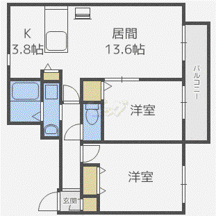 アルタイル2ND(2LDK/2階)の間取り写真