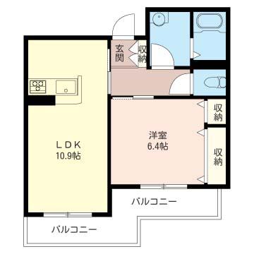 シュロス南林間(1LDK/2階)の間取り写真