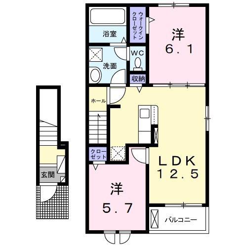 フィッシュタンクA(2LDK/2階)の間取り写真