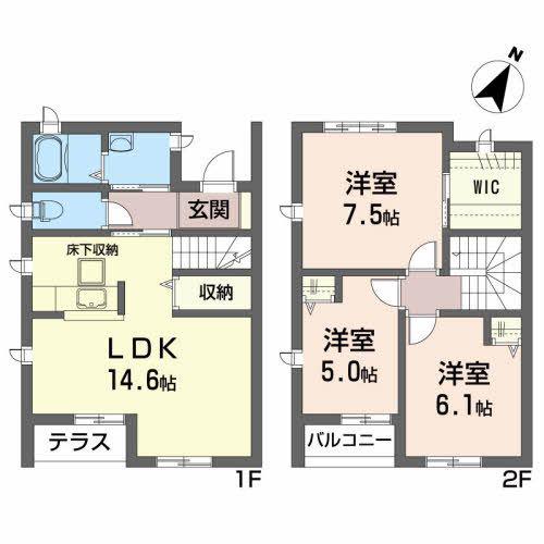 クレストコート中野B(3LDK/1階)の間取り写真