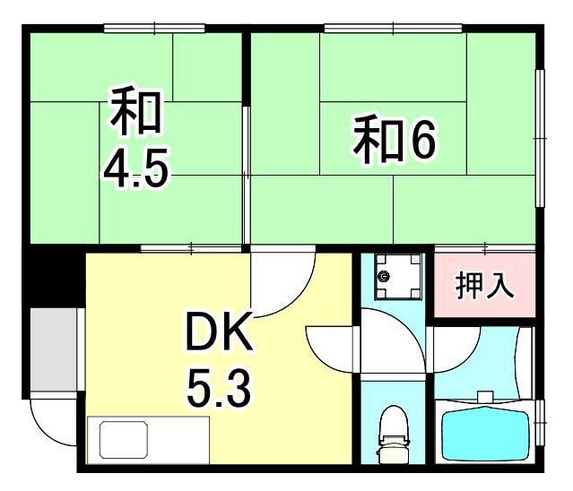 一王山マンション(2DK/3階)の間取り写真