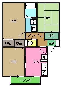 ハイカムールとまとA(3DK/2階)の間取り写真