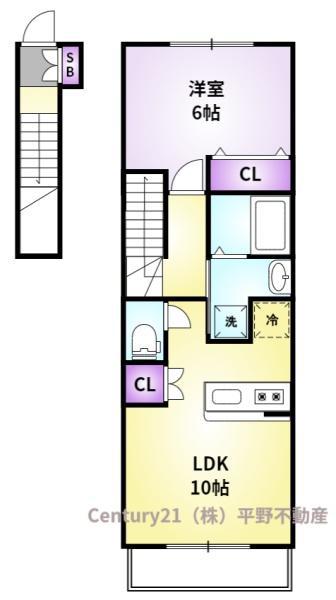 練雅館壱(1LDK/2階)の間取り写真