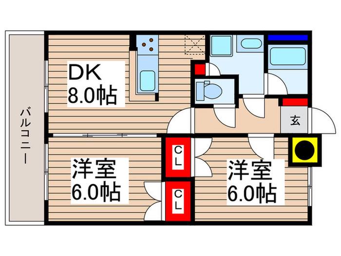 コンソラーレ(2DK/2階)の間取り写真