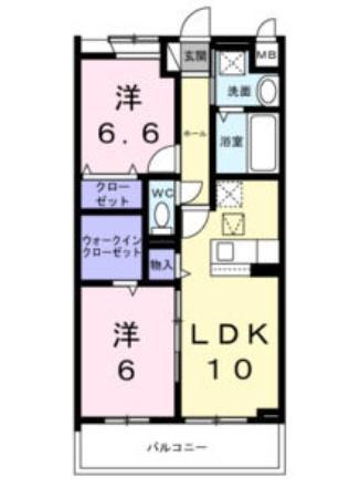 HILL COURT水無瀬/1F(2LDK/1階)の間取り写真