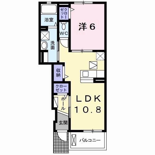 ウエストヒル神戸(1LDK/1階)の間取り写真