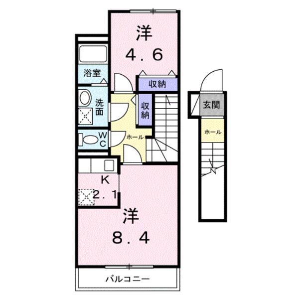 エミールシャラン・Ⅱ(1LDK/2階)の間取り写真
