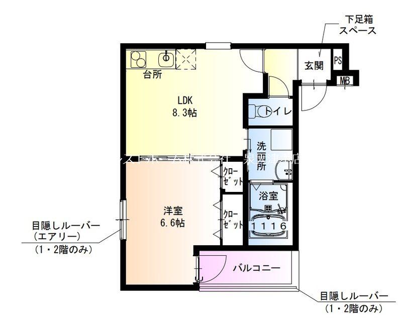 フジパレス助松町サウス(1LDK/3階)の間取り写真