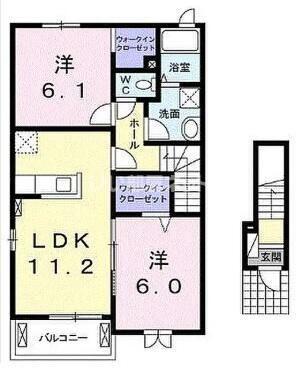サンリット・リヴァーイースト(2LDK/2階)の間取り写真