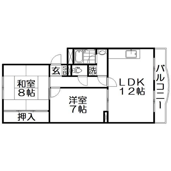 サンプラザ東三倉堂(2LDK/3階)の間取り写真