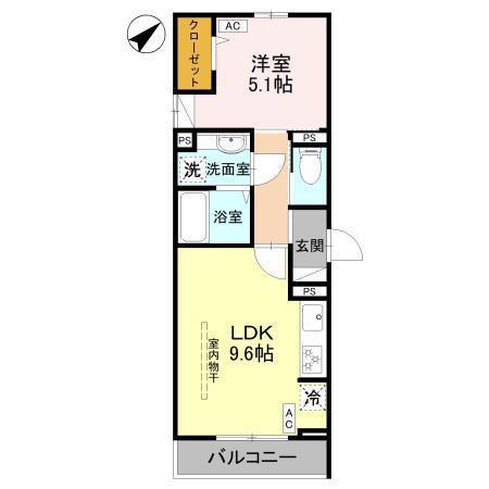 LA CHANCE和田町(1LDK/2階)の間取り写真